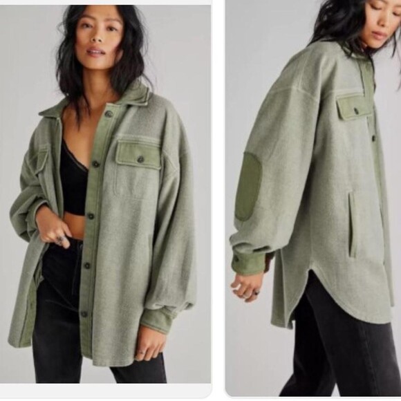Free People Tops - Free People Light Green Button F 4 Ac
